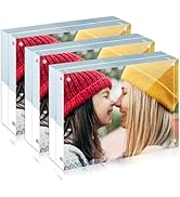 ILYXY 3 Pack Acrylic Frame 5x7, 20% Thicker, 24mm Thick Frameless Clear Picture Frame, Double Sid...