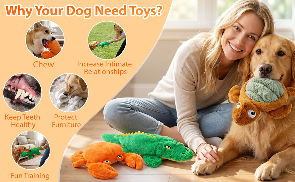 3 pack plush dog toys