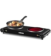 CUSIMAX Double Burner, 1800W Electric Burner Ceramic Hot Plate for Cooking, Dual Control Infrared...