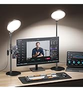 2 Packs Desk Ring Light with Stand, Adjustable Desktop Light with Phone Holder for Video Calls, Z...