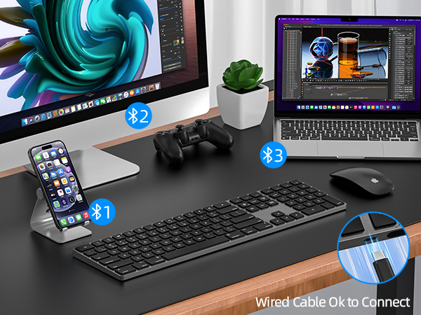 Bluetooth Slim Keyboard for Mac, Aluminum Rechargeable Keyboard Wireless