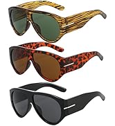 NLEYANB 3-Pack Oversized Aviator Sunglasses, Retro Frame UV400 Protection Unisex (Women &amp; Men) Bu...