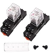 TWTADE/2PCS Electromagnetic Power Coil Relay with Indicator lamp,Aluminum Rail,Screw,Hook and Base