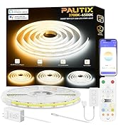 PAUTIX CCT COB LED Strip Light White Tunable 6400LEDs,CRI90+ 32.8ft/10m Dimmable 2700K-6500K 24V ...