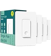 TREATLIFE Smart Switch 4 Pack, 2.4Ghz WiFi Light Switch Single-Pole, Neutral Wire Required, Works...