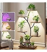 Yzosvki Plant Stand Indoor with Grow Lights, 7 Tiered Large Plant Shelf Flower Stand, Tall Plant ...