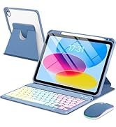 EAMPANG Case with Keyboard Mouse for iPad A16 11th 10th Generation 11/10.9 inch,Rainbow Backlit D...