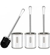 Toilet Brush and Holder, 3 Pack Compact Size Toilet Bowl Brush with Stainless Steel Handle, Small...