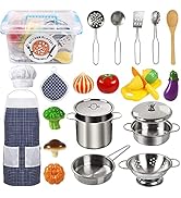 KODATEK Play Kitchen Accessories, Kids Kitchen Pretend Play Toys, Kitchen Set with Stainless Stee...