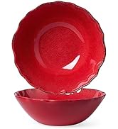 LEHAHA Rustic Crackle Melamine Serving Bowls, 130 OZ and 12 inches Waved Salad Bowls,Unbreakable ...