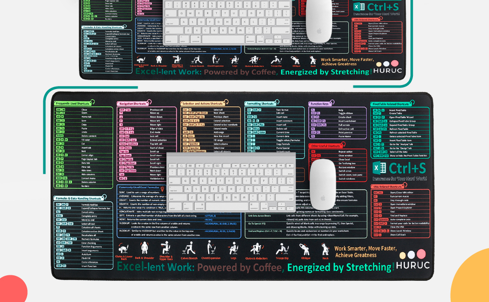huruc short key keys word formulas learn short cut desk cheat sheet exel excelpad computer