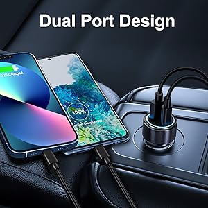dual port usb c car charger