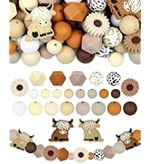 76PCS FIVEIZERO Highland Cow Focal Silicone Beads – Animal Shaped, Brown &amp; White Cow Beads for DI...