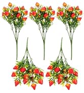 Housoutil Artificial Strawberry Plant Bouquet, 5PCS Fake Strawberries, Faux Fruits Stem Bouquet A...