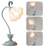 WERFOP Flower Table Lamp, Cute LED Reading Bedside Night Light, 3 Color Modes Vintage Desk Lamp, ...