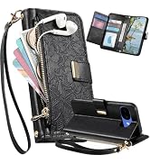 Fofvccv for Google Pixel 10a Wallet Case, 7 Card Slots Zipper Coin Pocket Folio Flip Cover with K...