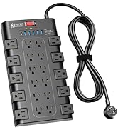 Power Strip, SUPERDANNY Surge Protector with 22 AC Outlets and 6 USB Charging Ports, 1875W/15A, 2...