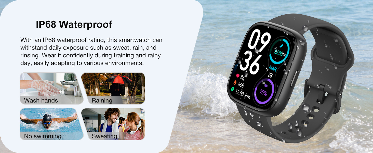 Smartwatches with Sleep Monitor Heart Rate Activity Tracking, IP68 Waterproof