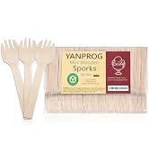 Mini Wooden Sporks Disposable Tasting Spork 4&amp;#34; Small Wooden Spoons Forks 100 Pcs