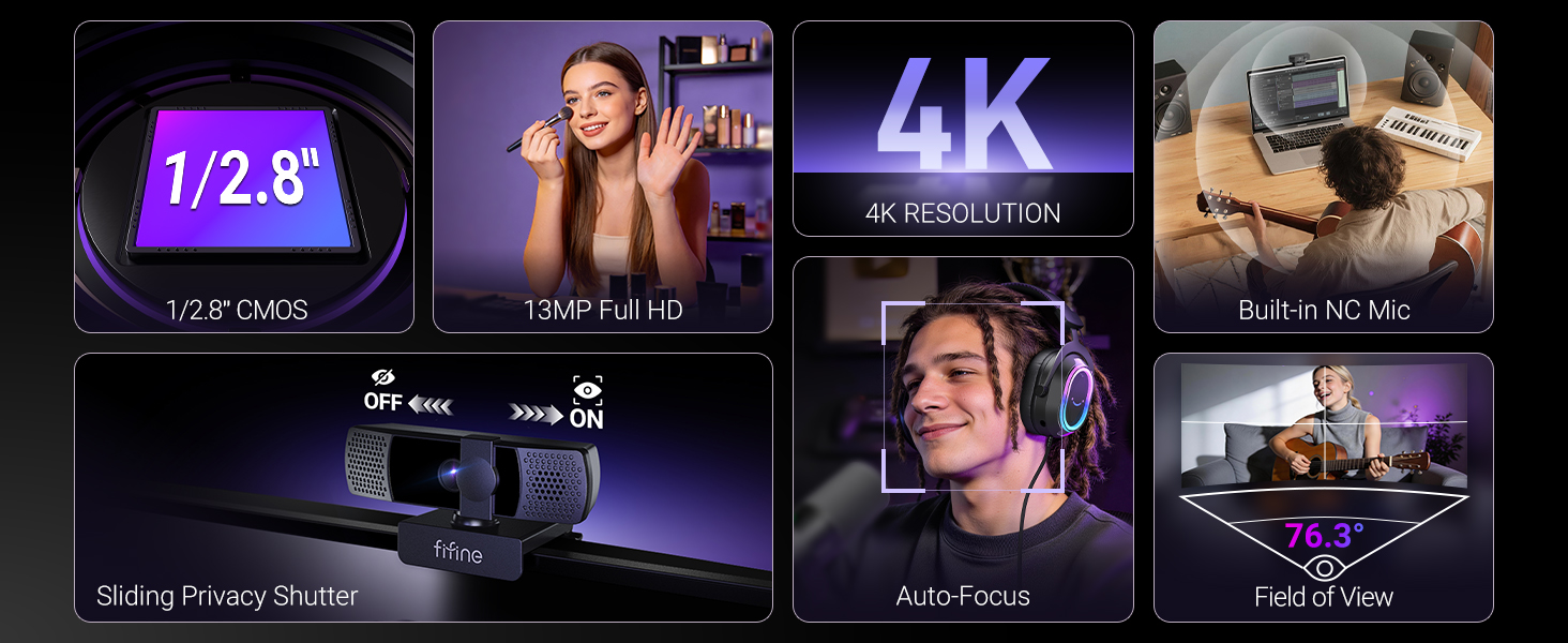 13MP webcam with built-in NC mic