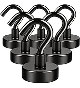 E BAVITE Black Magnetic Hooks, 25LB Strong Neodymium Magnetic Hooks for Cruise, Grill, Towel, Ind...
