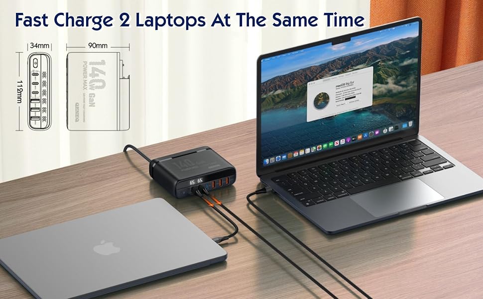 100W port can act as a usb c laptop charger to power your laptops like MacBook Pro/Air etc