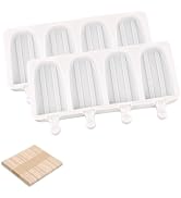 WMKGG Popsicle Silicone Molds Set, 2 PCS Ice Cream Molds with 50 Wooden Sticks for Cake Pop, Ice ...