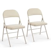 DUMOS 2 Pack Leather Padded Folding Chair, Indoor Outdoor Portable Stackable Commercial Seat with...