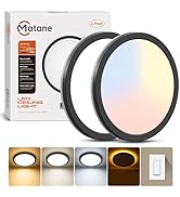 Matane 2Pack Dimmable Flush Mount Ceiling Light Fixture with Night Light, 18W 3000K 4000K 5000K, ...