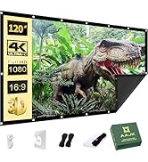 AAJK Projector Screen Black Background 120 inch, Washable Projector Screen 16:9 Foldable Anti-Cre...