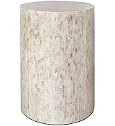 PEMAR Mother of Pearl Cylinder Drum End Table Nacre Side Stool Round Accent Table Coffee Bedside ...