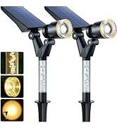 DenicMic Solar Lights Outdoor Waterproof Adjustable Solar Spot Lights Outdoor 3000K Warm White Le...