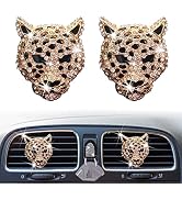 2 Pcs Bling Leopard Air Vent Clips, Crystal Leopard Car Air Fresheners Vent Clips Car Diffuser Ve...