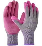FCTTD Gardening Gloves for Women 3 Pairs Breathable Garden Work Gloves with Rubber Coating for La...