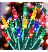 Hopolon 2 Pack 13ft 50 Clear Mini Xmas String Lights Green Wire Cord for Indoor/Outdoor Use, 120V...