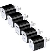 Charger Box, 5Pack 1A/5V Single Port USB Wall Charger Cube Plug Charging Block Brick for iPhone 1...