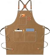 AFUN Chef Aprons for Men Women with Oversized Pockets, 16-Ounce Cotton Canvas Cross Back Heavy Du...