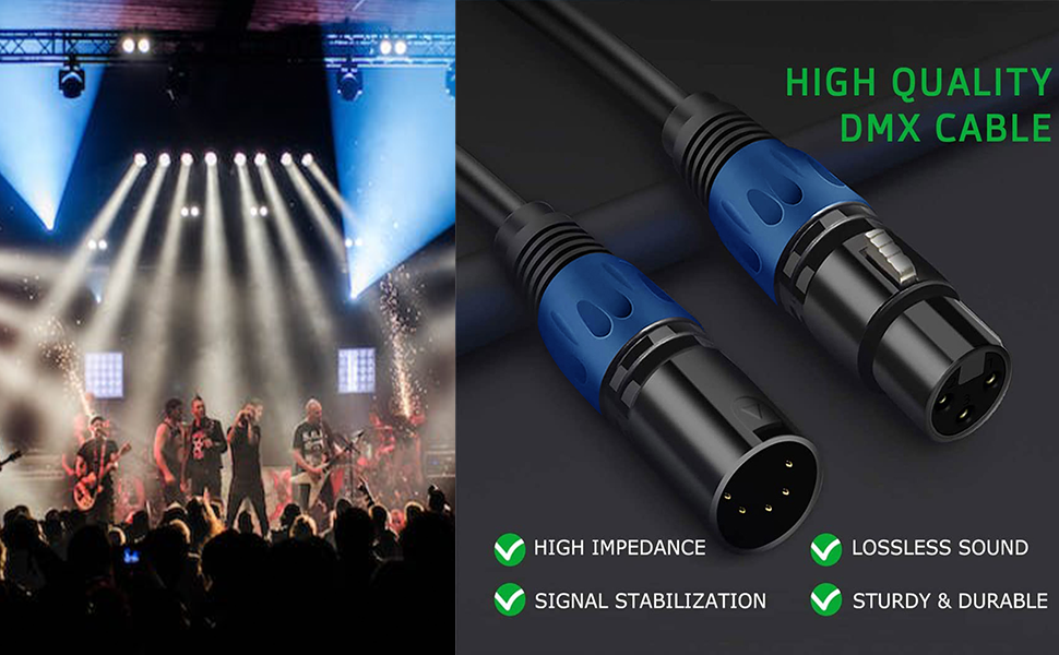 DJ 3-Pin Female XLR to 5-Pin Male XLR DMX Turnaround Adapter Cable ( 30CM /2PCS )