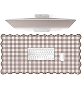 ohisxiacy Scalloped? Checkered Desk Mat Cute Brown Gingham XXL Large Gaming Mouse Pad Farmhouse C...