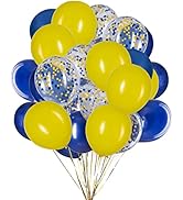 Aimto Blue and Yellow Balloons,Blue Yellow Confetti Balloon for Minions Party Decorations,12 Inch...