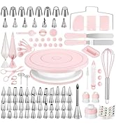 Kootek 158 Pcs Cake Decorating Kit with Cake Turntable, 64 Piping Tips, 50+2 Pastry Bags, Frostin...