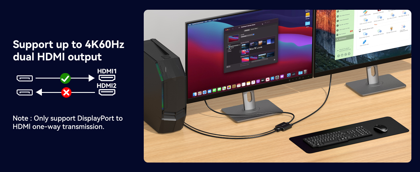 DisplayPort to Dual HDMI Adapter