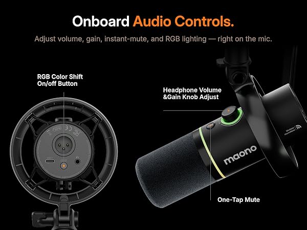 MAONO Wireless Dynamic Microphone for PC, XLR/USB Podcast Mic for Vocal Recording(PD200WT)