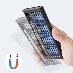 The small magnetic box ensures you can easily find the right screwdriver head every time