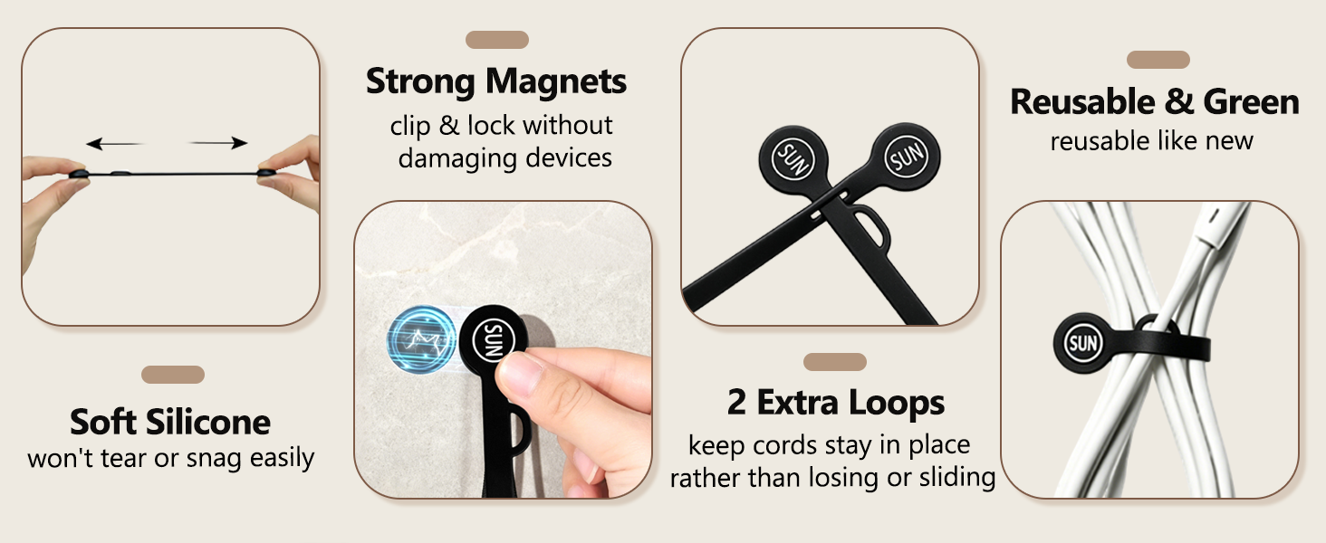 MAGNETIC CABLE CLIPS ORGANIZERS