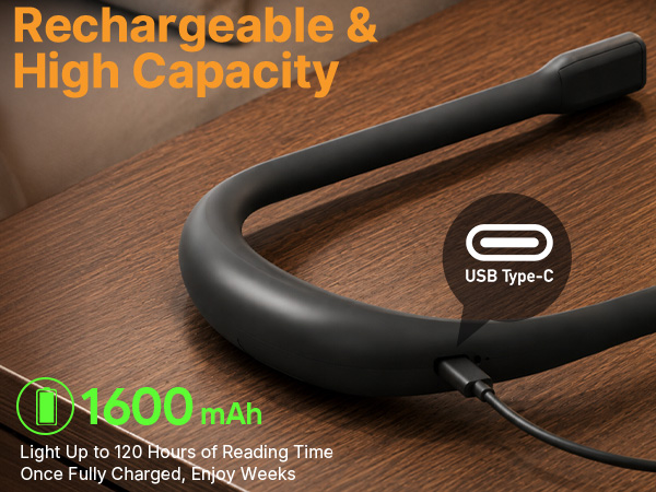 EastPin neck bedtime reading light features like warm amber 1600K color modes