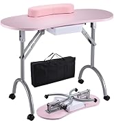 Joligrace Professional Foldable &amp; Portable Manicure Table Nail Technician Desk Workstation 4 Lock...