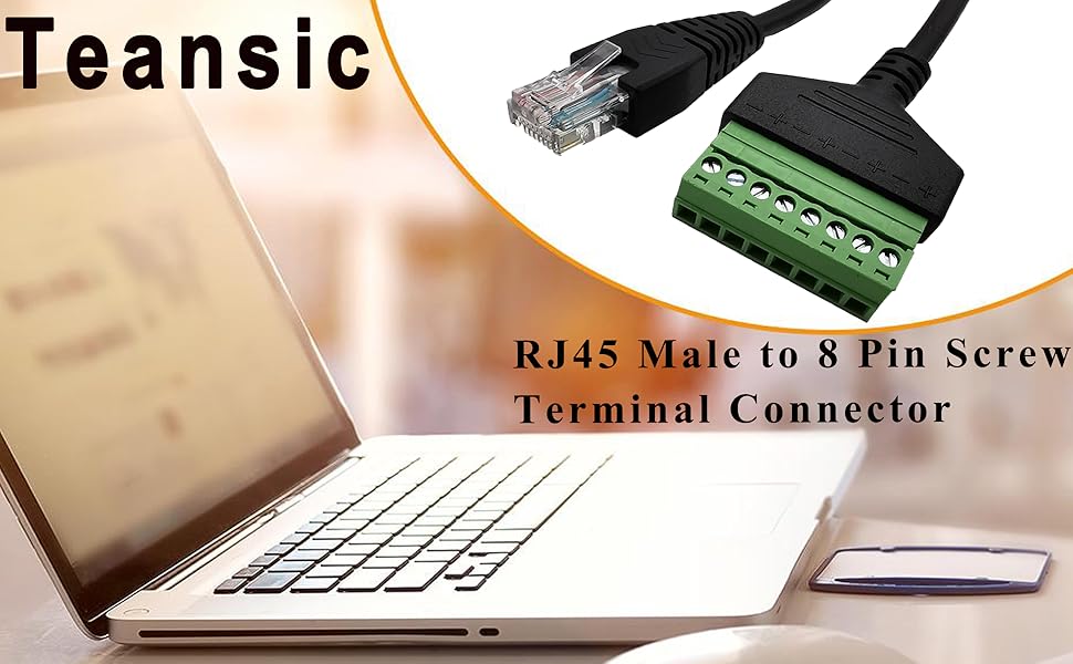 RJ45 Male to 8 Pin Screw Terminal Connector