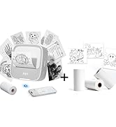 PRT Sticker Printer with 1 Rolls Stickers + 3 Rolls Mini Sticker Printer Thermal Paper-10-Year 50...