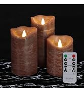 Brown Flameless Candles with Remote, Real Wax Battery Operated LED Candles | Flickering Flameless...